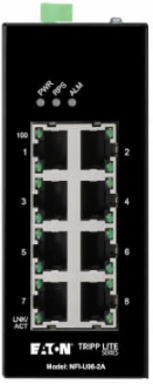 Unmanaged Industrial Ethernet Switch, 8-Port, 10/100 Mbps, iQoS, DIN Mount, -40 to 75°C