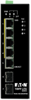 Unmanaged Industrial Gigabit PoE+ Ethernet Switch, 5-Port, 30W, 2 GbE SFP, -10 to 60C, DIN Mount