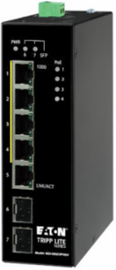 Unmanaged Industrial Gigabit PoE+ Ethernet Switch, 5-Port, 30W, 2 GbE SFP, -10 to 60C, DIN Mount