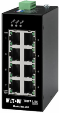Unmanaged Industrial Gigabit Ethernet Switch, 8-Port, 10/100/1000 Mbps, DIN Mount