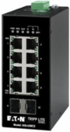 8-Port Unmanaged Industrial Gigabit Ethernet Switch - 10/100/1000 Mbps, 2 GbE SFP Slots, -40° to 75°C, iQoS, DIN Mount, TAA