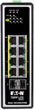 Industrial Gigabit PoE+ Ethernet Switch, 8-Port, 30W, 2 GbE SFP Slots, -40 to 75C, DIN Mount