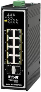 Industrial Gigabit PoE+ Ethernet Switch, 8-Port, 30W, 2 GbE SFP Slots, -40 to 75C, DIN Mount