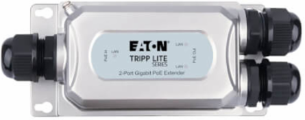 Gigabit Ethernet PoE+ Extender/Repeater, 2 Port, Cat5e/6/6a, 95W, IP67, IK10, 328 ft