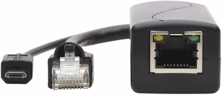 PoE to USB Micro-B & RJ45 Active Splitter, 48V to 5V 1A, 328 ft.