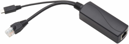 PoE to USB Micro-B & RJ45 Active Splitter, 48V to 5V 1A, 328 ft.