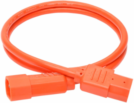 C13 to C14 Power Cord, 3 ft., 10A, 250V, 18 AWG, Orange