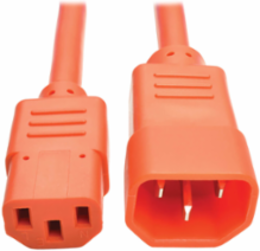C13 to C14 Power Cord, 3 ft., 10A, 250V, 18 AWG, Orange