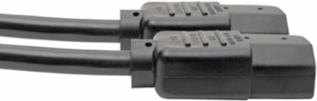 C14 Male to C13 Female Splitter, 6 ft, 10A, 250V, 18 AWG, Black