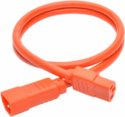 Heavy-Duty PDU Power Cord C13 to C14, 15A, 250V, 3 ft., Orange