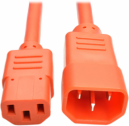 Heavy-Duty PDU Power Cord C13 to C14, 15A, 250V, 3 ft., Orange