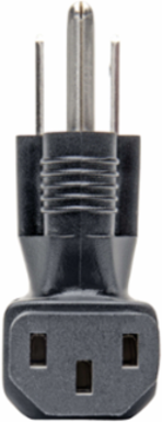 NEMA 5-15P to Down Angle C13 Power Cord Adapter - 10A, 125V, Black