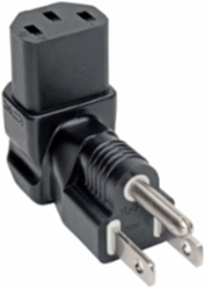 NEMA 5-15P to Down Angle C13 Power Cord Adapter - 10A, 125V, Black