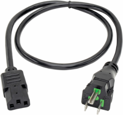 Hospital-Grade Power Cord, NEMA 5-15P to C13, 10A, 3 ft. Black