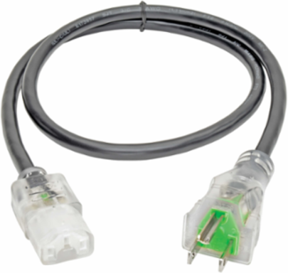 Hospital-Grade Power Cord 3 ft., NEMA 5-15P to C13, 13A, 16 AWG
