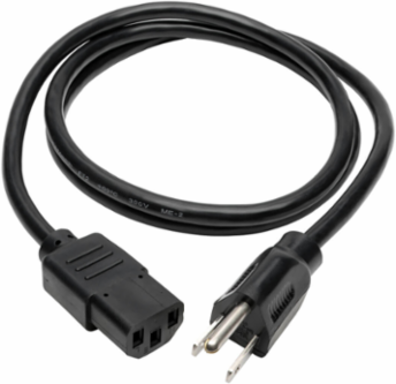 Desktop Computer AC Power Cable NEMA 5-15P to C13 10A 125V 4 Ft. Black