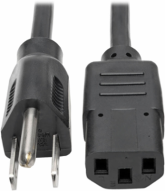 Desktop Computer AC Power Cable NEMA 5-15P to C13 10A 125V 4 Ft. Black