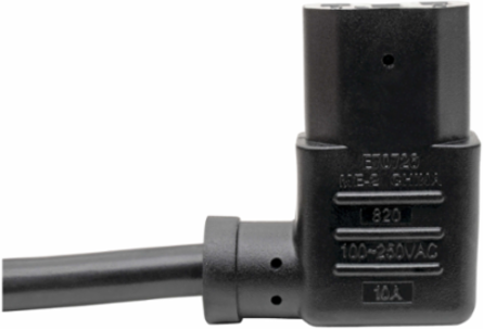 Computer Power Cord 6 ft, NEMA 5-15P to Left Angle C13, 10A, 125V, 18 AWG