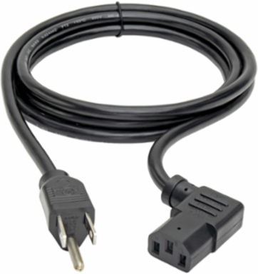 6 ft Computer Power Cord, NEMA 5-15P to Right Angle C13, 10A, 18 AWG, Black