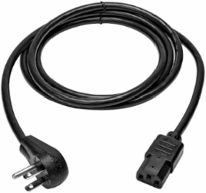 Right-Angle Power Cord, 6 ft, 18 AWG, 10A, 125V, NEMA 5-15P to C13