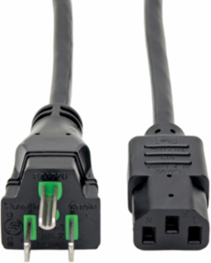 Hospital-Grade Power Cord, 6 ft., 10A, 125V, NEMA 5-15P to C13, Black