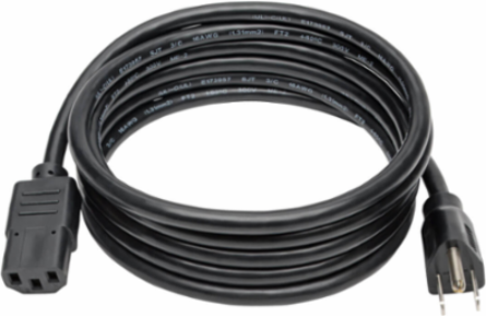 Desktop Power Cable, NEMA 5-15P to C13, 8 ft, 16 AWG, 125V, 13A, Black