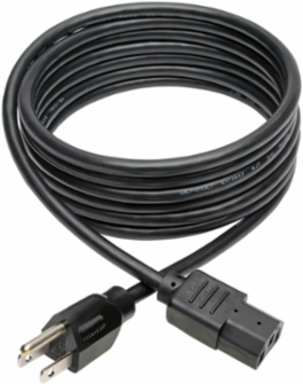 Desktop Computer Power Cable, 10 ft., NEMA 5-15P to C13, 10A, 125V, 18 AWG