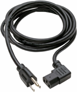 14 ft Right Angle C13 Power Cord, 10A, 125V, 18 AWG, Black