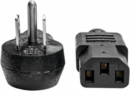 Right-Angle NEMA 5-15P to C13 Power Cord, 15 ft., 10A, 125V, 18 AWG, Black