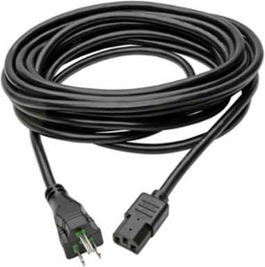 Hospital-Grade Power Cord 25 ft, NEMA 5-15P-HG to C13, 15A, 14 AWG, Black