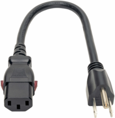 NEMA 5-15P to Locking C13 Power Cord - 1 ft, 18 AWG, 10A, 125V