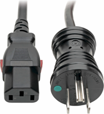 Hospital-Grade Power Cord, NEMA 5-15P to Locking IEC C13, 3 ft., 10A, 125V