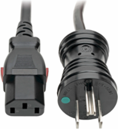 Hospital-Grade Power Cord, NEMA 5-15P to Locking IEC C13, 3 ft., 10A, 125V