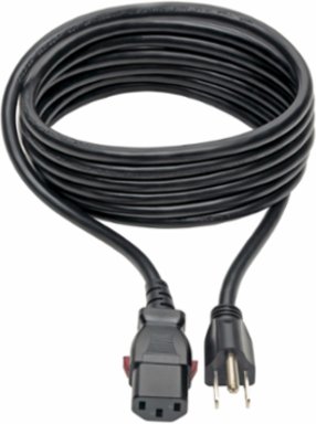 Computer Power Cord 10 ft, 18 AWG, NEMA 5-15P to Locking C13, 10A, 125V