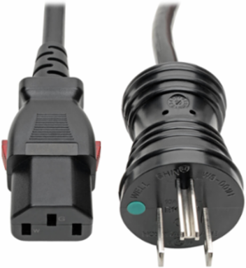25 ft Hospital-Grade Power Cord, NEMA 5-15P to Locking IEC C13, 14 AWG, 15A