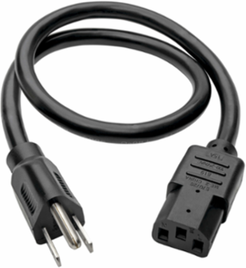 NEMA 5-15P to C13 Power Cord, 2 ft., 15A, 125V, 14 AWG