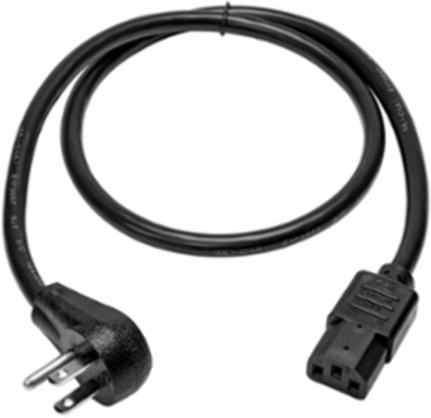 Heavy-Duty 3 ft. Power Cord, Right-Angle NEMA 5-15P to C13, 15A 125V