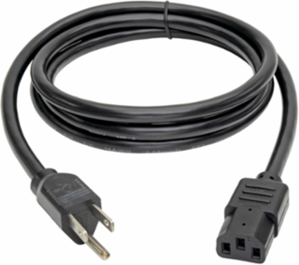Heavy Duty Power Cord, 14 AWG, 6 ft, NEMA 5-15P to C13, 15A, Black