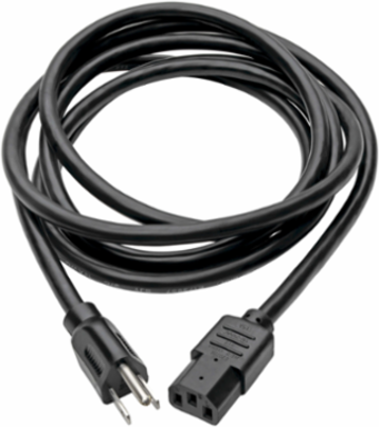 Computer Power Cord, NEMA 5-15P to C13, 10 ft., 15A, 14 AWG, Black