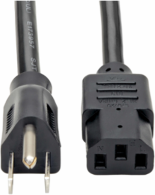 Computer Power Cord, NEMA 5-15P to C13, 10 ft., 15A, 14 AWG, Black