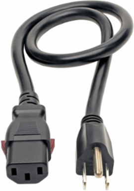 2 ft. Heavy Duty Computer Power Cord, NEMA 5-15P to Locking C13, 15A, 14 AWG, Black