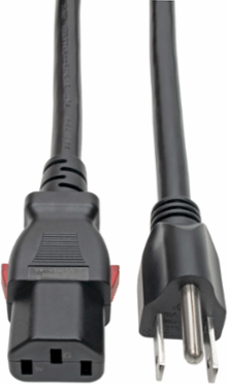 2 ft. Heavy Duty Computer Power Cord, NEMA 5-15P to Locking C13, 15A, 14 AWG, Black