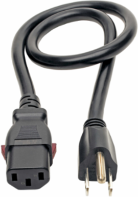 Power Cord 3 ft., NEMA 5-15P to Locking C13, 15A, 14 AWG, Black