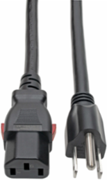 Power Cord 3 ft., NEMA 5-15P to Locking C13, 15A, 14 AWG, Black