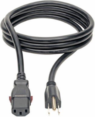 Heavy Duty Power Cord, 6 ft, 15A, 125V, 14 AWG, NEMA 5-15P to Locking C13