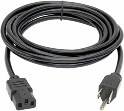 Desktop Computer Power Cable 12 ft, NEMA 5-15P to C13, 10A, 18 AWG, Black