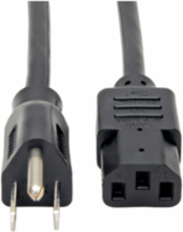 Desktop Computer Power Cable 12 ft, NEMA 5-15P to C13, 10A, 18 AWG, Black