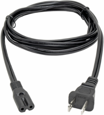 2-Slot Non-Polarized Laptop Power Cord, 6 ft., 10A, 120V, 18 AWG, Black