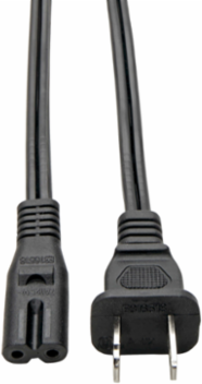 2-Slot Non-Polarized Laptop Power Cord, 6 ft., 10A, 120V, 18 AWG, Black