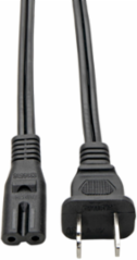 2-Slot Non-Polarized Laptop Power Cord, 6 ft., 10A, 120V, 18 AWG, Black